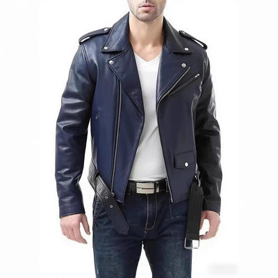 Chaqueta de Cuero PU Slim Fit para Hombre con Cierre de Cremallera - Image 4