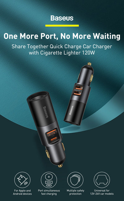 Cargador de Auto 120W con 3 Puertos USB - Carga Rápida Simultánea - Image 15
