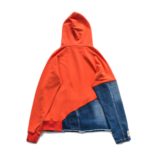 Sudadera con Capucha Denim Lavado Medio y Costuras Decorativas para Hombre - Image 6