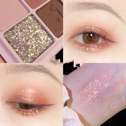 Paleta de Sombras de Ojos 4 Colores Mate Perlado Gris Tierra Púrpura Impermeable con Brillo - Image 2