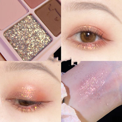 Paleta de Sombras de Ojos 4 Colores Mate Perlado Gris Tierra Púrpura Impermeable con Brillo - Image 2