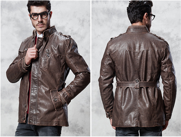 Chaqueta de Cuero para Hombre con Cierre