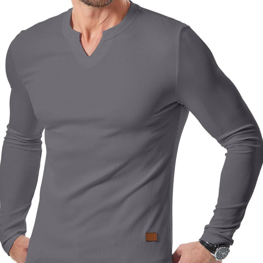 Camiseta Manga Larga Hombre Otoño Invierno - Diseño Sólido Casual