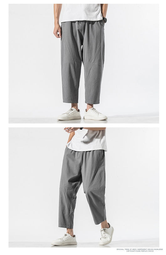Pantalones Casuales Talla Grande Hombre - Corte Recto Algodón Lino Estilo Retro - Image 20