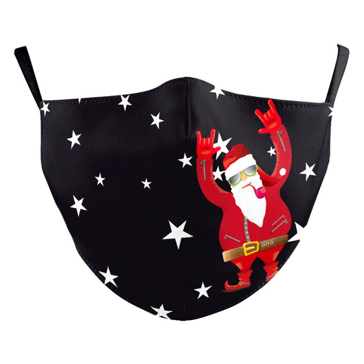 Christmas dust mask with a digital print of a black and white dog wearing a Santa hat and holding a candy cane. - Image 16