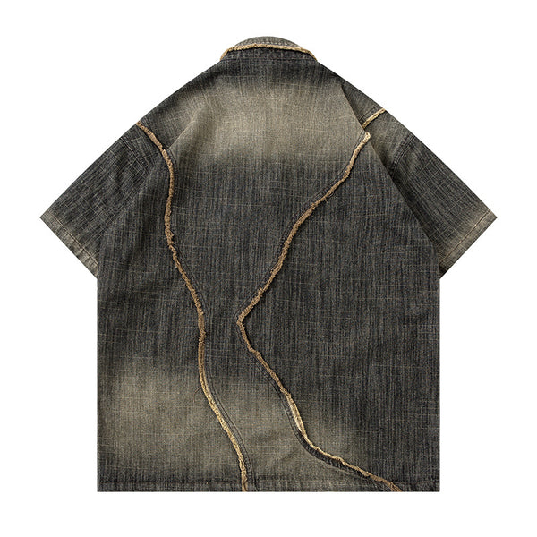 Camisa Denim Degradada Efecto Vintage para Hombre