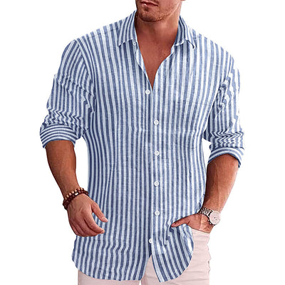 Camisa de Algodón a Rayas con Solapa - Estilo Casual Juvenil - Image 6