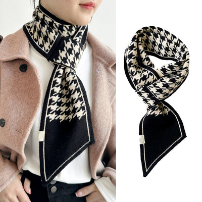 Bufanda Tejida Cuadros Houndstooth Elegante y Versátil - Image 3