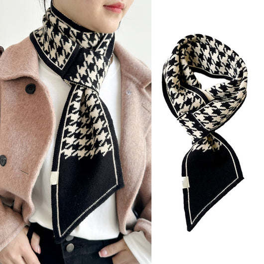 Bufanda Tejida Cuadros Houndstooth Elegante y Versátil - Image 3