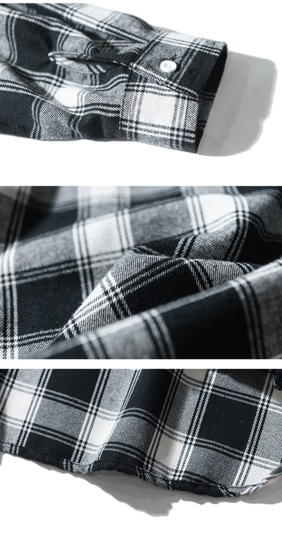 Camisa Tipo Cuadros Japonesa Manga Larga Hombre - Chaqueta de Trabajo Oversize - Image 12