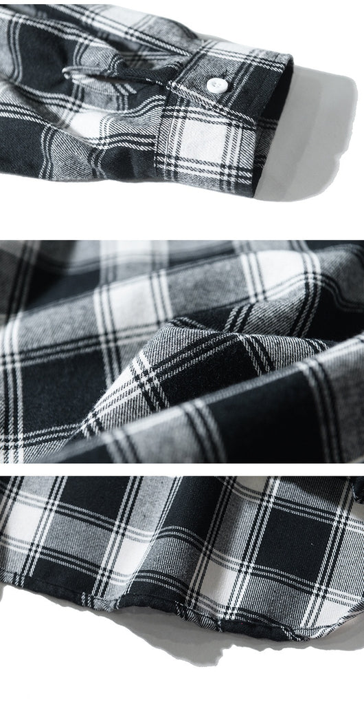 Camisa Tipo Cuadros Japonesa Manga Larga Hombre - Chaqueta de Trabajo Oversize - Image 12