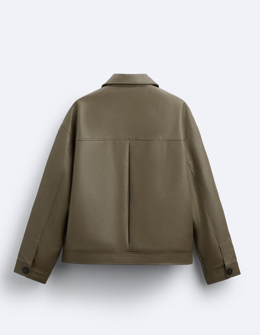 Chaqueta de Cuero Sintético Cuadrada para Hombre - Image 20