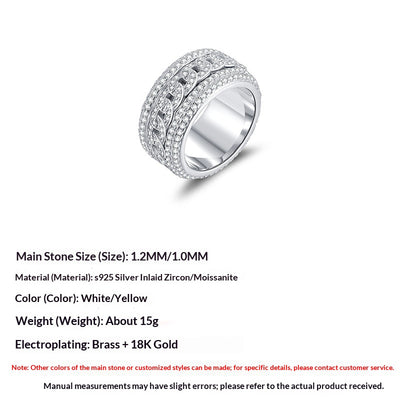 Anillo Cubano Giratorio de Plata 925 con Moissanita Completa para Hombre - Image 2