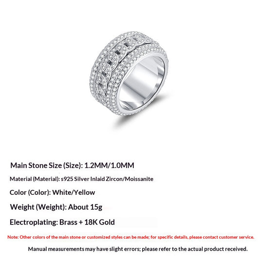 Anillo Cubano Giratorio de Plata 925 con Moissanita Completa para Hombre - Image 2