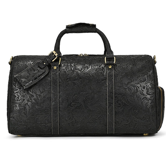 Bolsa de Viaje en Cuero Premium con Estampado Vintage