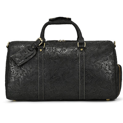 Bolsa de Viaje en Cuero Premium con Estampado Vintage