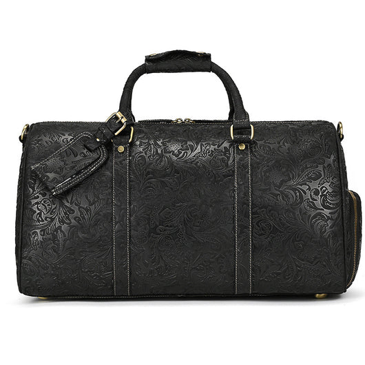 Bolsa de Viaje en Cuero Premium con Estampado Vintage
