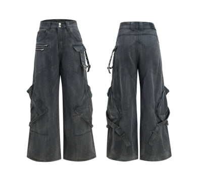 Pantalones Vaqueros Vintage Estilo Trabajo con Bolsillos Amplios y Detalles Gastados - Image 6