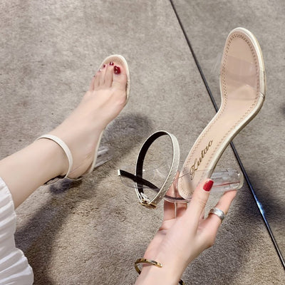Sandalias Transparentes con Tacón Chunky de Cristal y Hebilla - Image 14