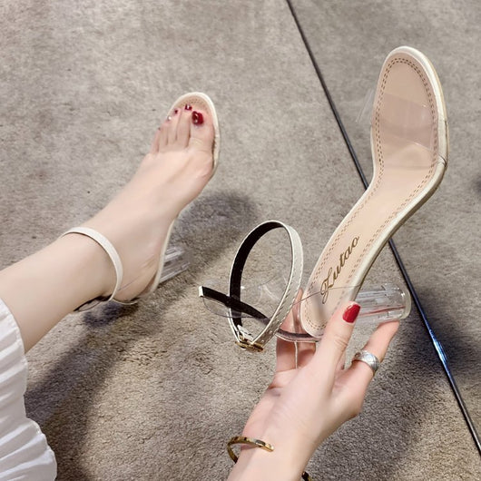 Sandalias Transparentes con Tacón Chunky de Cristal y Hebilla - Image 14