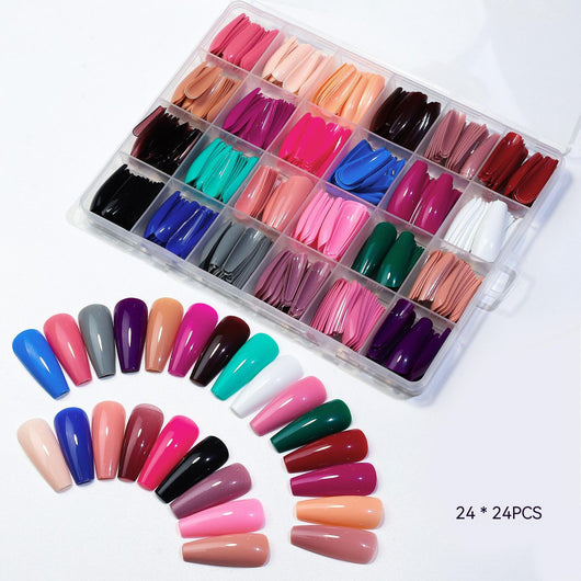 Set de 24 Uñas Postizas Cuadradas Efecto Hielo - Diseño Ballet - Image 5