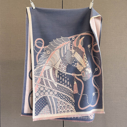 Bufanda de Imitación Cashmere con Estampado de Caballos - Versión Extendida y Reforzada - Image 6