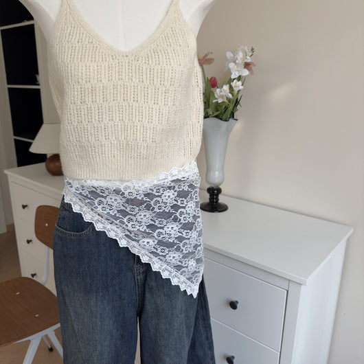 Delantal Decorativo con Pañuelo de Encaje Patchwork Estilo Coreano - Image 24
