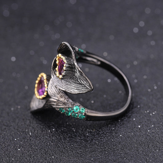 Conjunto de Joyería Amatista en Forma de Flor - Plata 925 Plateada - Image 15