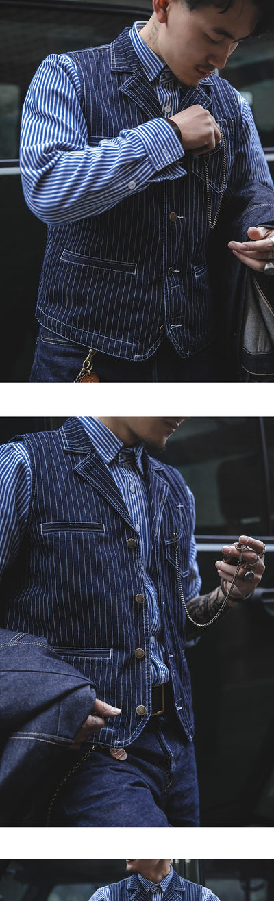 Chaleco Denim Rayado Oversized para Otoño e Invierno - Image 10
