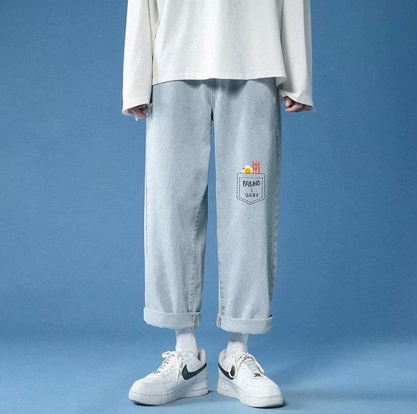 Pantalones Casuales de Mezclilla Clara para Hombre