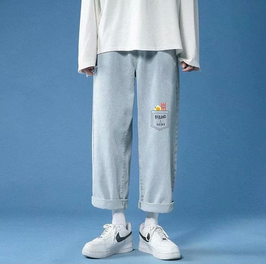 Pantalones Casuales de Mezclilla Clara para Hombre