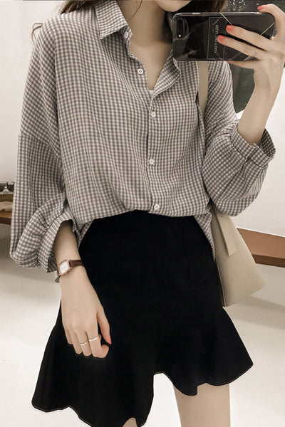 Blusas Camiseras Mujer Talla Grande Holgadas M-4XL Cuadros Versátiles - Image 12