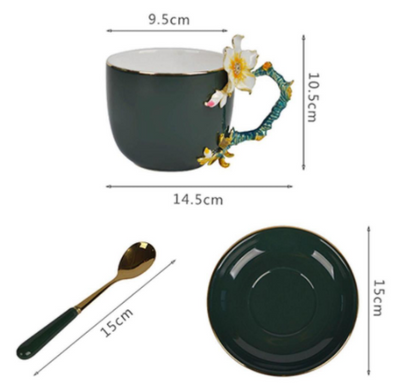 Juego de Taza y Platillo de Cerámica Esmaltada Creativa - Image 18