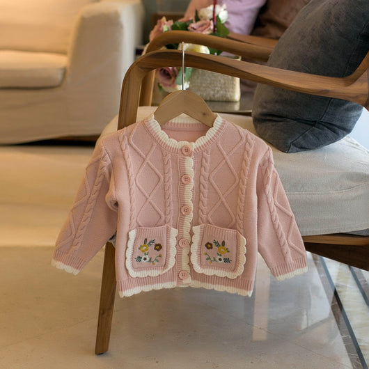 Cardigan Escolar Niña con Bolsillos y Cuello Redondo - Image 5