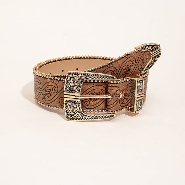 Cinturón Vaquero Mujer con Patrón Retro - Estilo Occidental PU