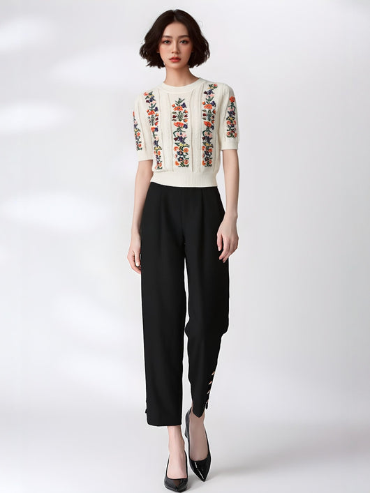 Blusa Tejida con Bordado de Flores Exquisitas - Image 10