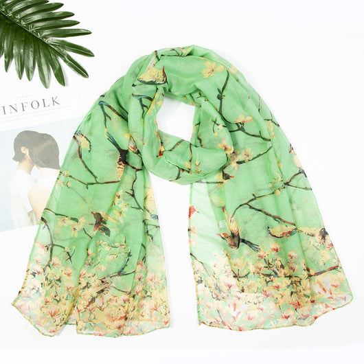 Pañuelo París Estampado Ramas de Aves Urraca - Image 9