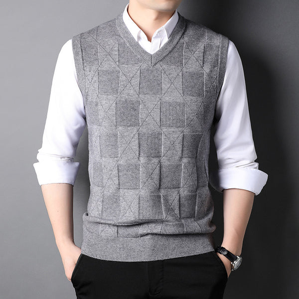 Chaleco Jacquard Texturizado para Hombre - Diseño Elegante en Colores Sólidos