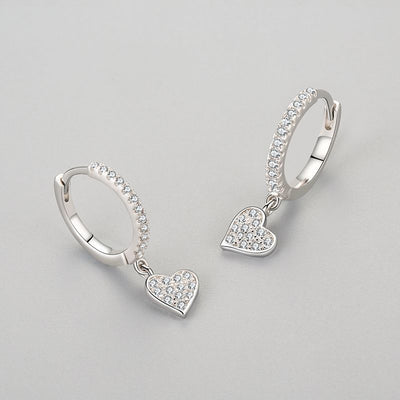 Aretes de Plata 925 con Diamantes en Forma de Corazón - Image 3