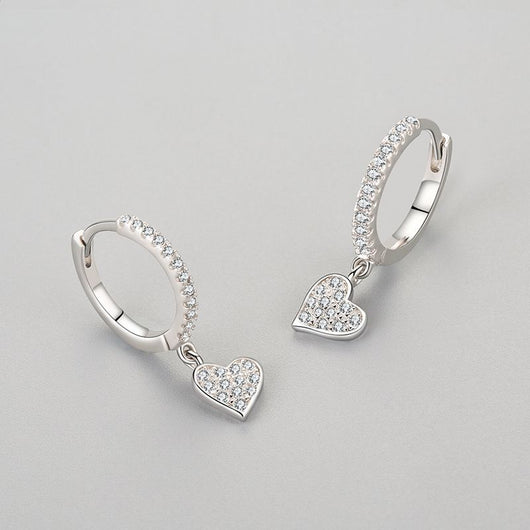 Aretes de Plata 925 con Diamantes en Forma de Corazón - Image 3