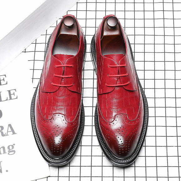 Zapatos de Cuero para Hombre con Punta Afilada y Caña Media