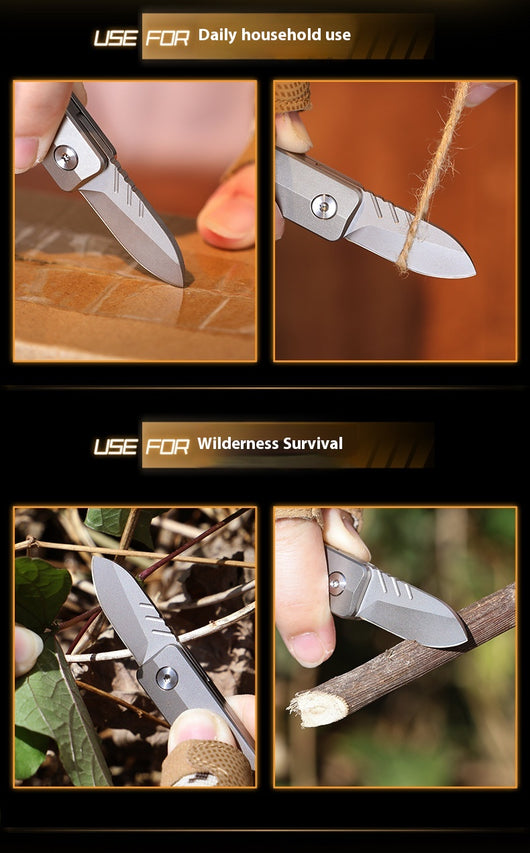 Cuchillo Plegable de Aleación de Titanio Mini A - Herramienta Táctica Compacta para Aventuras - Image 10