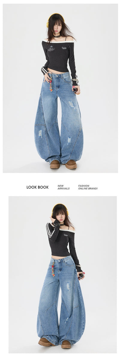 Pantalones Vaqueros Vintage Estilo Americano Bootcut Talle Ancho Lavado - Image 23