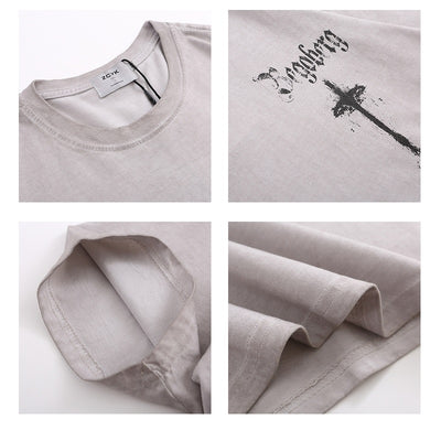 Camiseta Hip Hop Vintage Desgastada Lavada para Hombre - Image 11