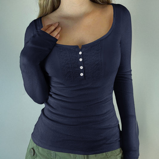 Camisa Base Clásica de Botones y Manga Larga para Mujer