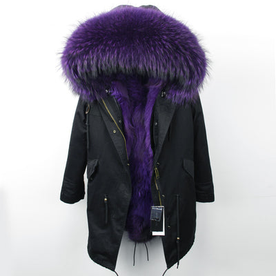 Abrigo Parka con Cuello de Piel de Mapache Oversized - Image 12