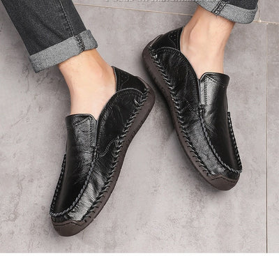 Mocasines Hombre Cuero Ligeros Antideslizantes Sin Cordones - Image 19
