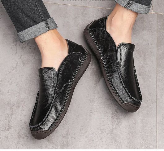 Mocasines Hombre Cuero Ligeros Antideslizantes Sin Cordones - Image 19