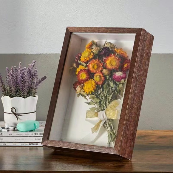 Marco Decorativo con Flores Secas Preservadas - Diseño 3D Artesanal