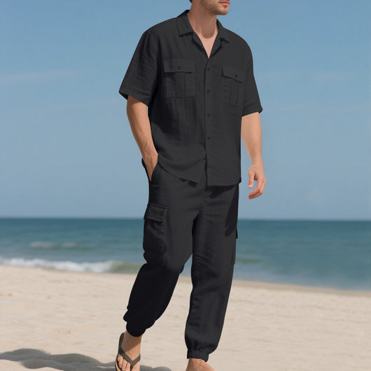 Conjunto de Trabajo Casual: Camisa Manga Corta y Pantalón - Image 7
